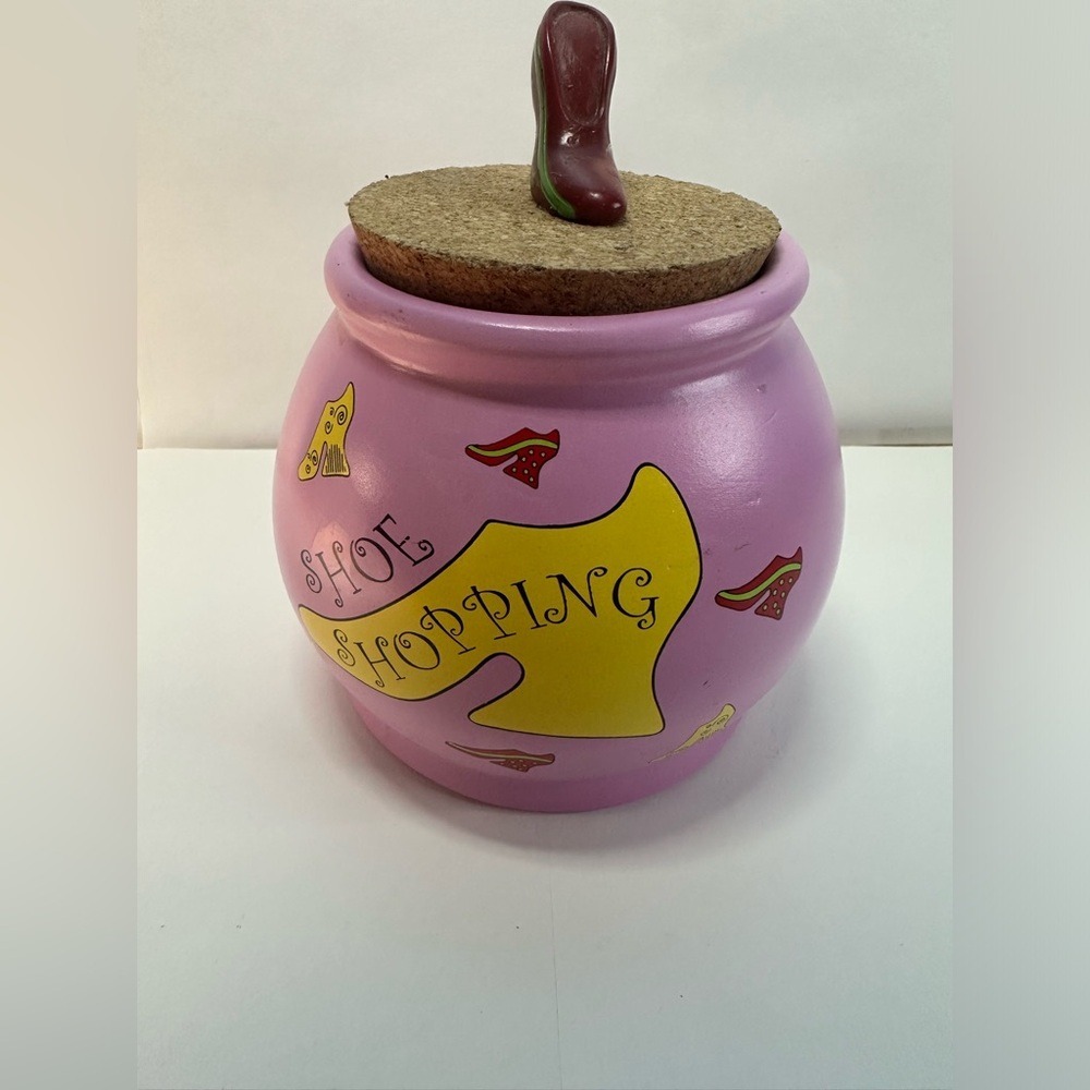 Shoe Shopping Ceramic Jar with Cork Lid and 3D High Heel Handle